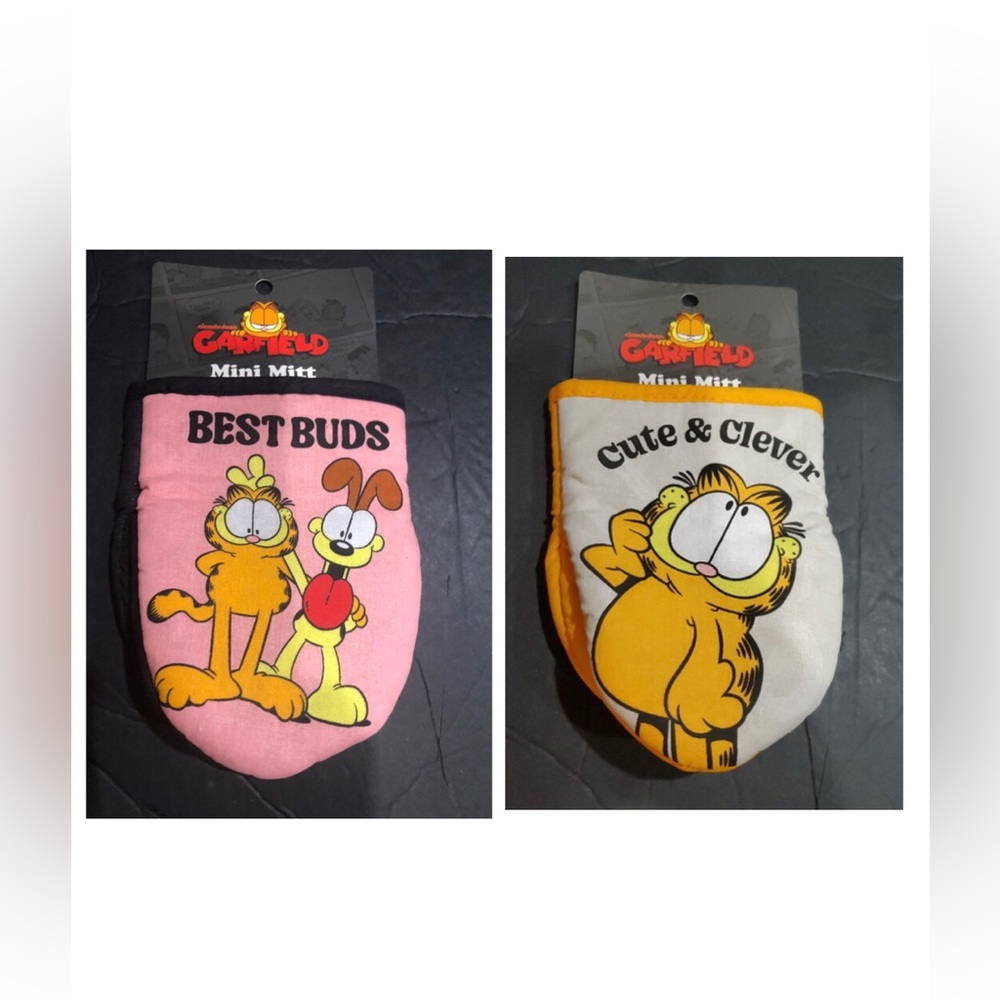Garfield 2pk cute & clever orange grey and pink black Best buds mini oven mitts